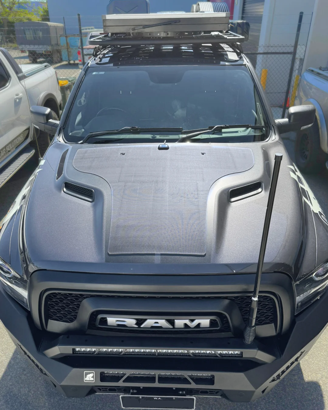2_fb48ad27-4cae-49b0-8a93-b08b9db69d7a Bonnet Solar Panel - Dodge RAM 1500 Warlock - 110-Watt - Image 1